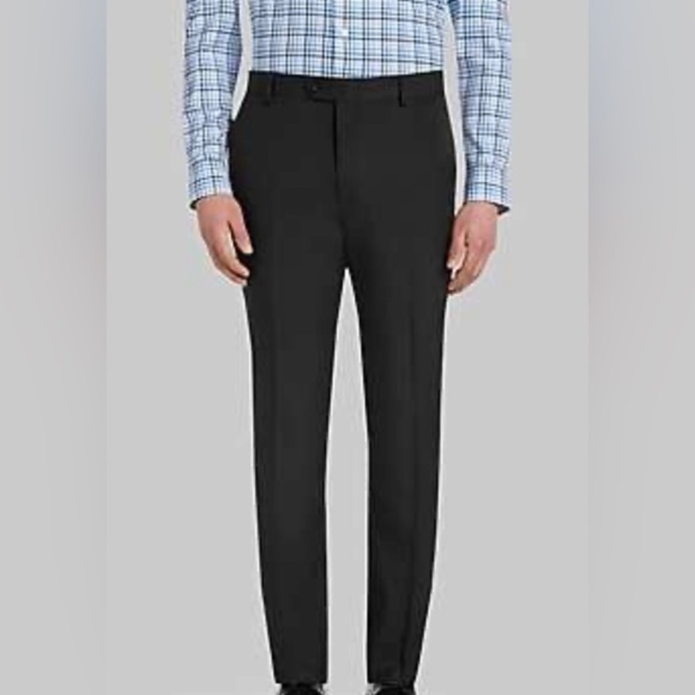 NEW Jos A Bank Black Traveler Performance  Flat Front  Pants  35/32